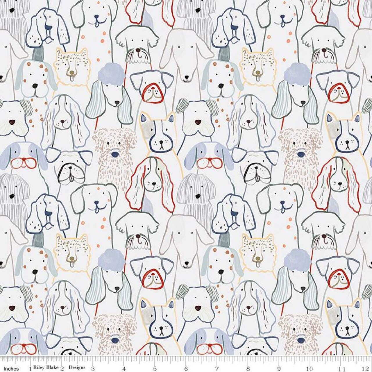Fabric Riley Blake Gray Inky Dog Club Designer Flannel by the Quarter Yard F16024-GRAY